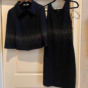 st John Evening jacket dress size 12 black and gold.